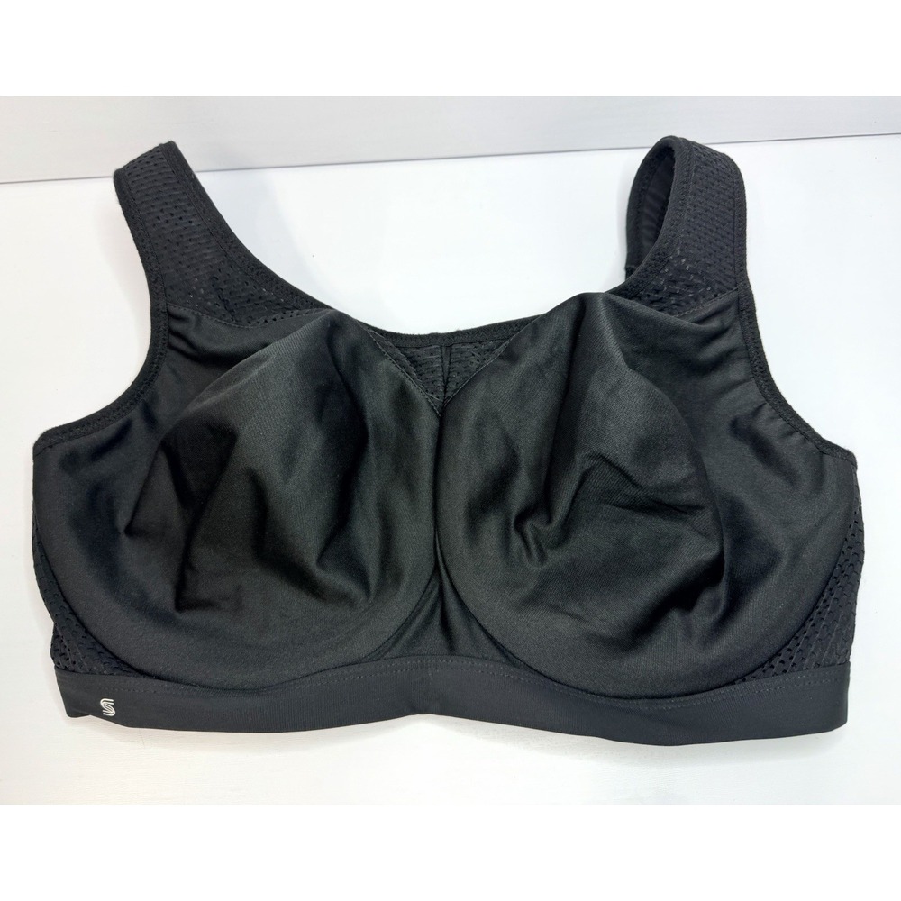 Glamorise Custom Control Sports Bra 36G Black Wirefree High Impact 9066